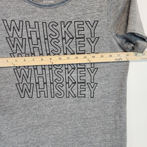 Chaser Whiskey Graphic Shirt Size M Heather Gray Round Neck Raw Hems Lightweight - Picture 8 of 9